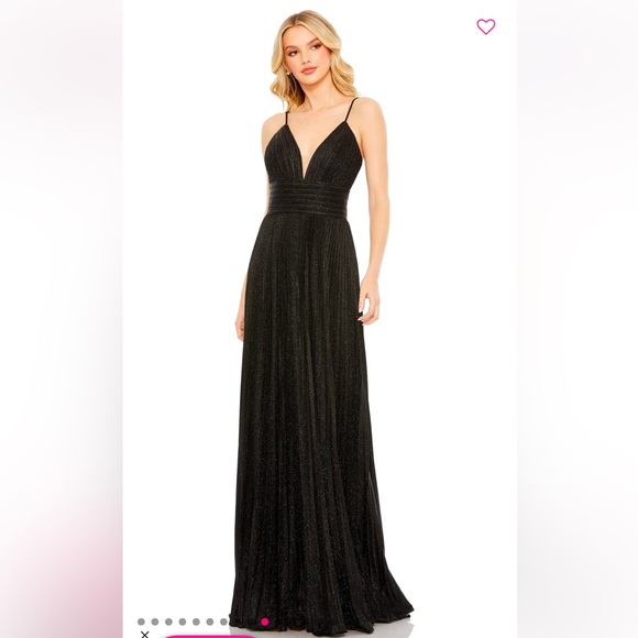 Mac Duggal Pleated Empire-Waist Long A-Line Prom Dress